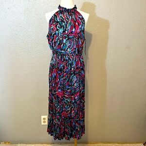NEW Nicole Miller women’s printed high neck midi dress size L